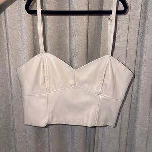 Zara Cream Leather Crop Top XS